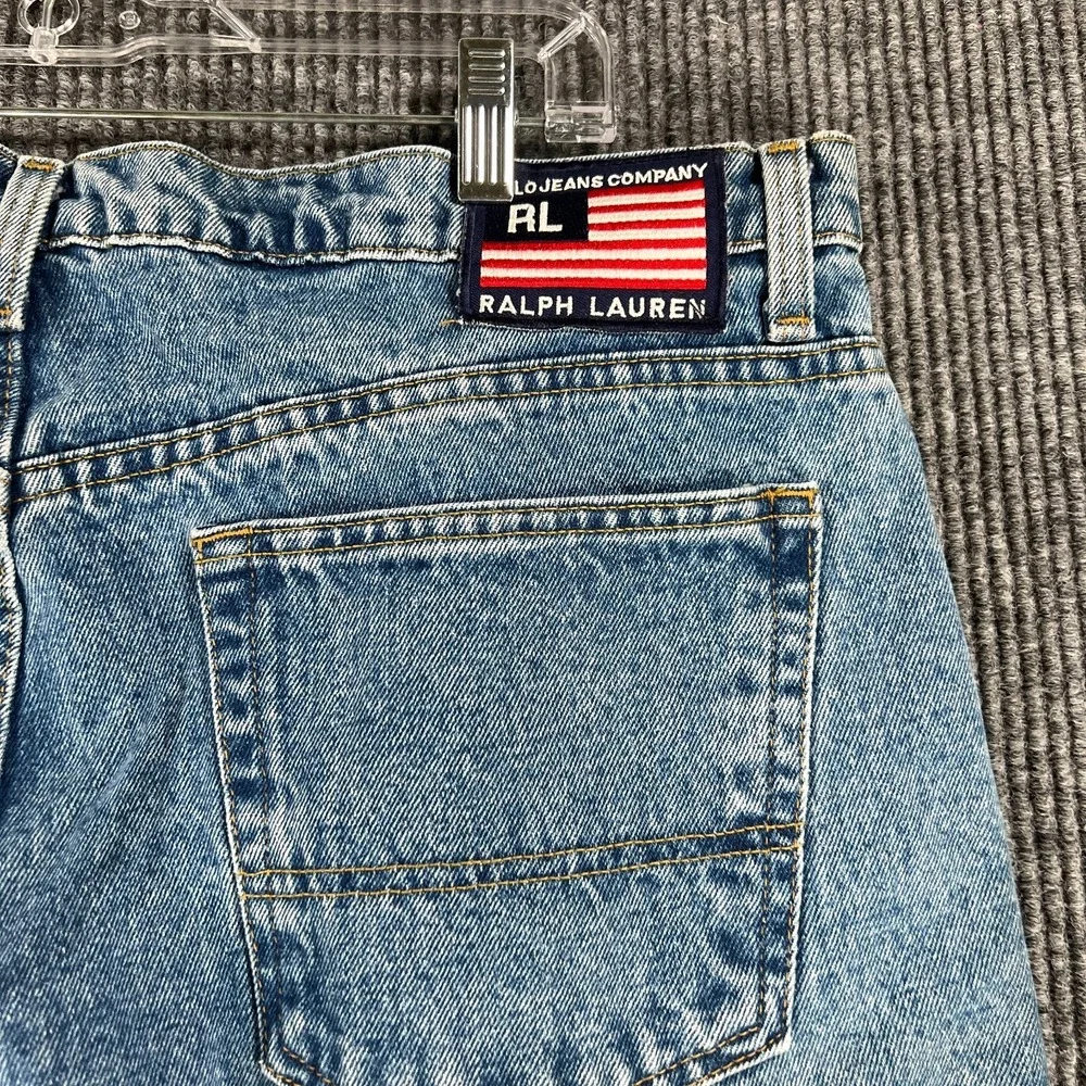 Vintage Polo‎ Ralph Lauren Jeans Mens 38x30 Blue Denim Baggy Wide Leg Loose Fit